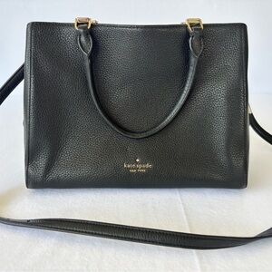 Kate Spade Leila Triple Compartment Satchel Crossbody Leather Bag - Black